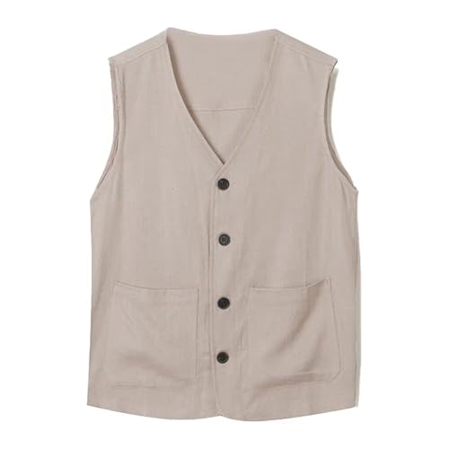 Mens Linen Vest Summer Casual Beach Wedding Groomsmen Dress Vest Lightweight Waistcoat2