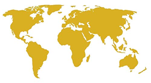 Adhesivo Mapa del Mundo – Adhesivo para personalizar tu coche – Moto – Caravana – paredes y muebles – World Map Decal – Decoración adhesiva de vinilo – Oro 60 x 30 cm