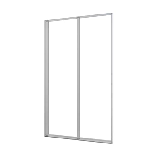 AICA Mampara de Bañera 2 Hojas Plegables Vidrio Templado 4mm Perfil Gris Mate Tamaño:(890-900) x1400mm