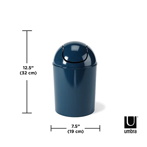 Image of Umbra Mini Waste Can, 1.25 Gallon with Swing Lid (Dark Blue)