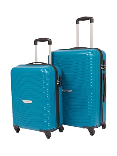 Image of ZOUK Zoya Hardcase Trolley Bag Set of 2 (Cabin 57cm & Medium 67cm) Lightweight PP Suitcase with Silent Spinner Wheels, Telescopic Handle & Combination Lock | Travelling Luggage for Men & Women, Teal