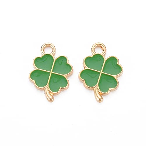 Airssory 100 Pcs Enamel Clover Shaped Charms Floral Lucky Four Leaf Green Clover Charms for DIY Earring Necklace Jewelry Supplies and Crafts Making - Image 2