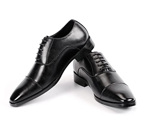 Santimon Men's Oxford Dress Classic Formal Business Cap Toe Leather Lined Derby Shoes4