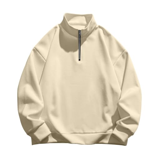 OtoñO Y Invierno Hombres SóLido Color Sudadera Cuello De Pie Media Cremallera De Manga Larga Tops Hombres