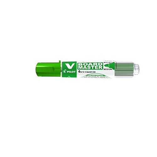 PILOT Set of 6 V-Board Master Whiteboard Markers, Bullet Tip, Refillable, Green