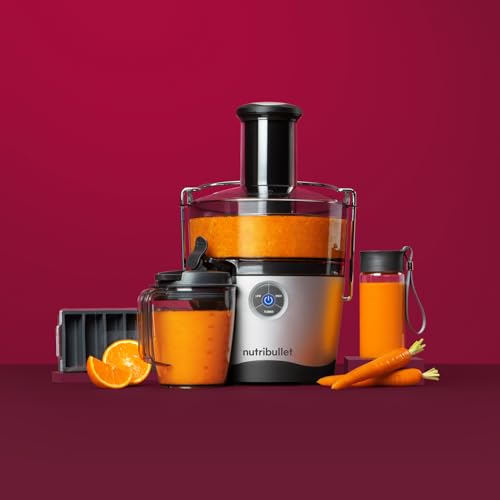 nutribullet 1000W Juicer Pro - Large 2L Pulp Basin & 800ml Juice Pitcher - Three Precision Speeds, Wide 3" Chute & Dishwasher Safe - Includes Glass To-Go Bottle 340ml & Freezer Tray