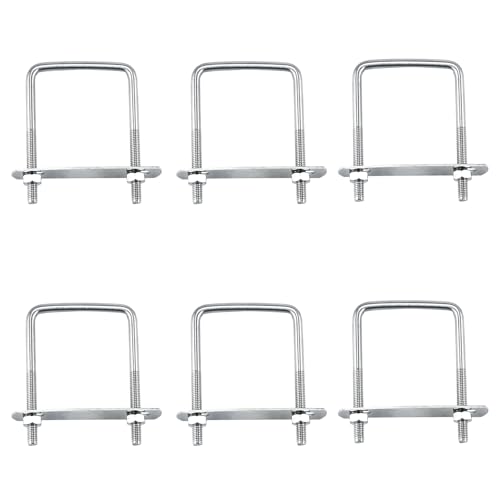 Vexran 6 Pezzi Bulloni a U Quadrato M6, Bullone a U in Acciaio Inox, Bulloni a U Con Dadi e Piastra Di Telaio, per Tubo Dell'Acqua Fisso, Tubo, Barche