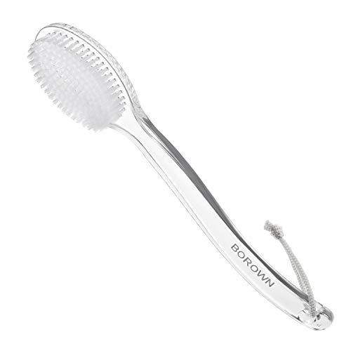BOROWN Comfortable Long-handled Shower Brush, Soft Nylon Body Brush, Gentle Exfoliation And Improved Skin Health, Suitable For Men And Women (Transparent Handle)