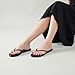 mazeskin Women's Memory Foam Comfortable Flat Thong Sandals Dressy Summer Beach Leather Slide Flip Flops,Black US8