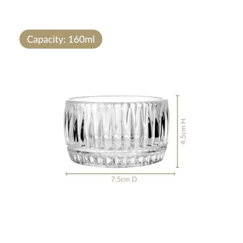 Image of Nestasia Small Glass Chutney Bowls Set of 6 (160ml Each) - Heat Resistant & Chip Resistant Ice Cream Bowls for Dips, Sauce & Pickles | Ribbed Transparent Katori with Gift Box - Ideal for Gifting
