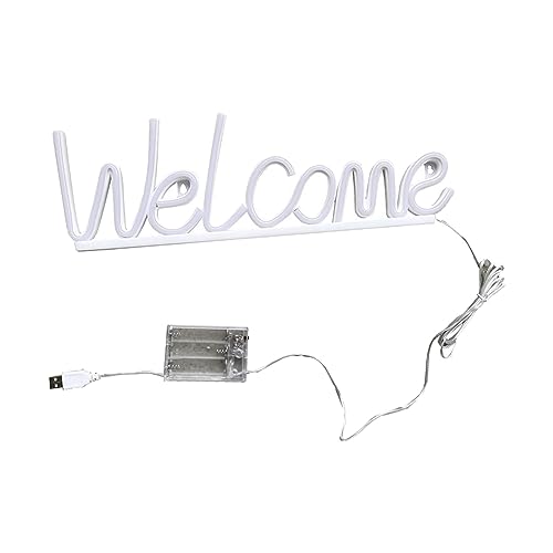 kowaku Welcome Neon Sign LED Schilder, dekorative Wanddekoration, Hintergrundbeleuchtung, Nachtlicht, Neonlichtschild für Hochzeit, Spielzimmer, Fenster, Zuhause, Party, Rosa