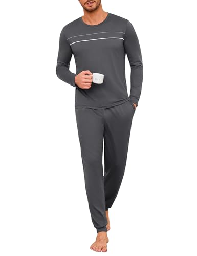 Marvmys Pigiama Uomo Invernale Cotone Due Pezzi Pigiama a Maniche
