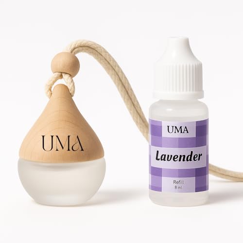 Image of Premium Car Perfume | UMA | Teardrop design | Hanging Pod with Refill | Car Perfume (8ml) + Refill (8ml) | Ultimate Magical Aromas (Lavender)