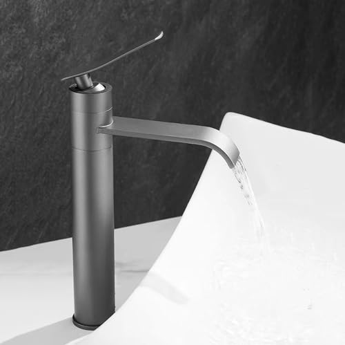 Mitigeur de salle de bain cascade gris à rotation 360 pour confort au quotidien