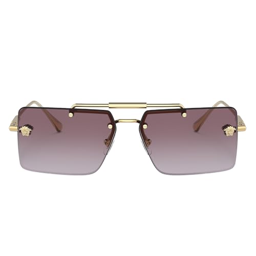 Versace VE 2245 10028H Gold Metal Rectangle Sunglasses Purple Gradient Lens2