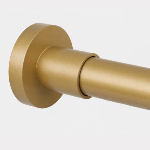 Image of BRIOFOX Spring Tension Curtain Rod 43-73 Inches, Rustproof and Non-Slip Shower Curtain Rod for Window or Bathroom, Frosted Gold