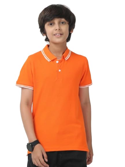 Image of Cotton Polo T-Shirt for Kids Boys Girls Half Sleeve, Regular Fit Tees for Boys Collared Casual Tshirts | Soft & Breathable Biowash Fabric | Half Sleeve