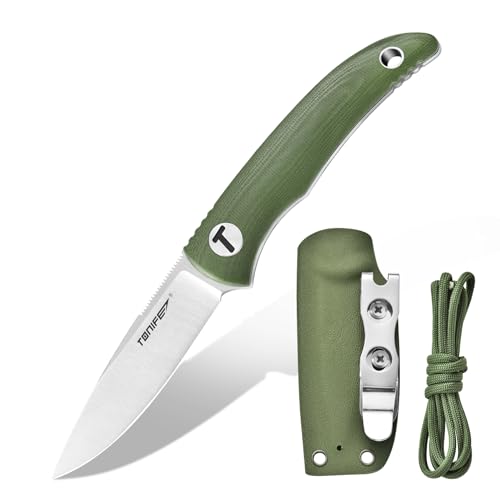 TONIFE Nova Cuchillo de Hoja Fija con Funda Kydex ajustable y Cordón de Paracaídas,Cuchillo de Cuello con Hoja de Espiga Completa de 6,8cm para Caza, Pesca, Camping y Supervivencia