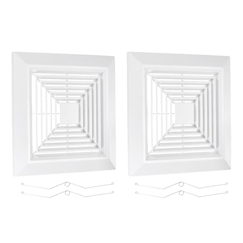 PATIKIL 9x9 Inch Bathroom Exhaust Fan Cover, 2Pcs Plastic Fan Grilles Air Conditioning Vent Cover with Springs for Square Ceiling or Exhaust Fans Home Office Bathroom Kitchen Ventilation