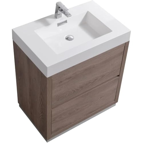 Oakestry Bliss 30 Inch Free Standing Bathroom Vanity Butternut Finish