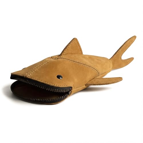 Image of Hide & Drink, Leather Pouch Pencil Bag, Coin Purse, Scissors Case, Shark Cable Holder, Phone Case, Wallet, Makeup, Stuffed Animal, Handmade (Old Tobacco)