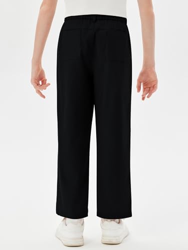 Haloumoning Boys Elastic Waist Pants Kids Uniform School Cotton Twill Trousers with Pockets 5-14 Years4