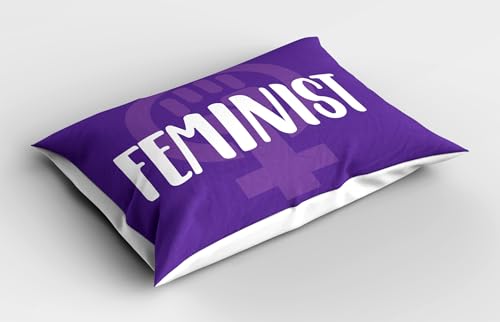 Ambesonne Feminist Pillow Sham Set of 2, Feminist Hand-Drawn Lettering About Women and Girls with Venus, Quality Microfiber Bedding Item for All Seasons, 30