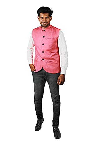 Image of PRAKASAM COTTON Men's Cotton Blend Nehru Jacket(Sleeveless wait coat)