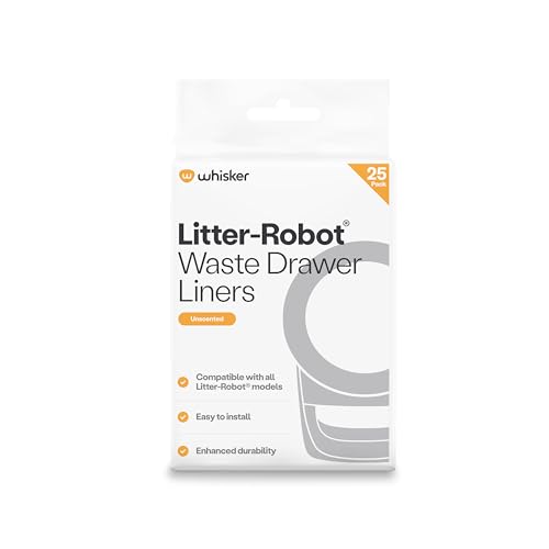 Litter-Robot Waste Drawer Liners by Whisker 25 Pack - Litter Box Liners Custom Fit for Litter-Robot 9-11 Gallons of Capacity Quick to Install and Easy to Empty