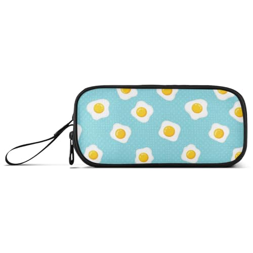 Image of J JOYSAY Fried Eggs Polka Dots Blue Pencil Case Large Big Capacity Pencil Pouch for Girls Boys Marker Organizer Bag for College Students School Office