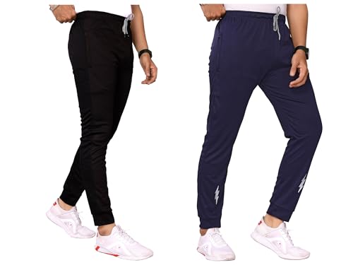 Image of Men's Comfortable Casual Regular Fit Printed Track-Pants (Pack of 2) P2 MD TP219 TP220