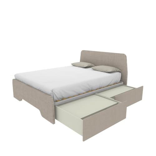 MOBILFINO CAMERETTE Cama de matrimonio de 160 x 200 cm con cabeceros moldeados y cajones – Efecto tejido, derecha