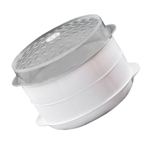 Toyvian 高温対応電子レンジ用二重スチーマー キッチン用品 蒸し器カバー付き 多機能調理容器 蒸し料理用食材の水保持と油はね防止