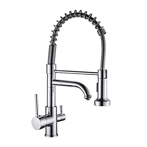 Grifo de cocina plegable con brazo oscilante de doble articulación en latón antiguo