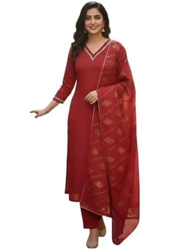 Image of Women's Blue Color Polyester Kurta Set with Pant & Dupatta | 3-Piece Suit