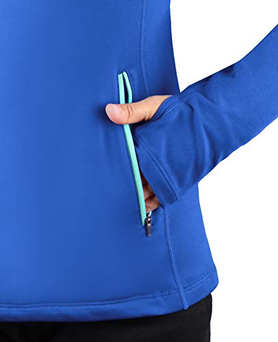 BALEAF Women's Thermal Fleece Half Zip Pullover Jacket Thumbholes Long Sleeve Running Gear Blue Size M - Thumbnail 5