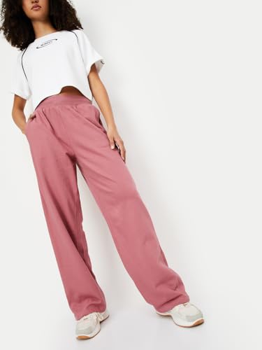 Image of Max Women Loose Mid Rise Solid Athleisure Track Pants
