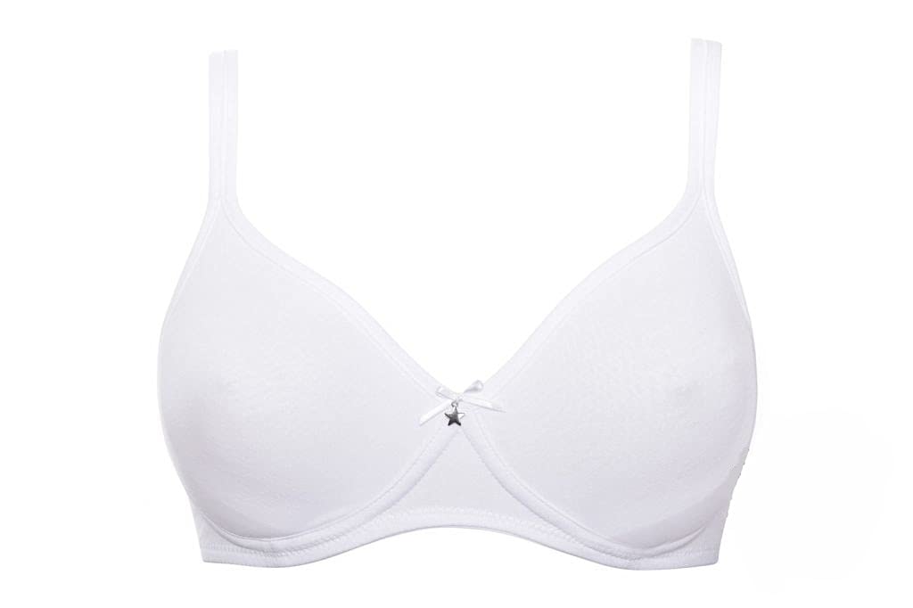 Sielei2 Natural Cotton Bras (Art. 1452 Semi Padded, Unwired Organic Biocotton), Bianco, 2