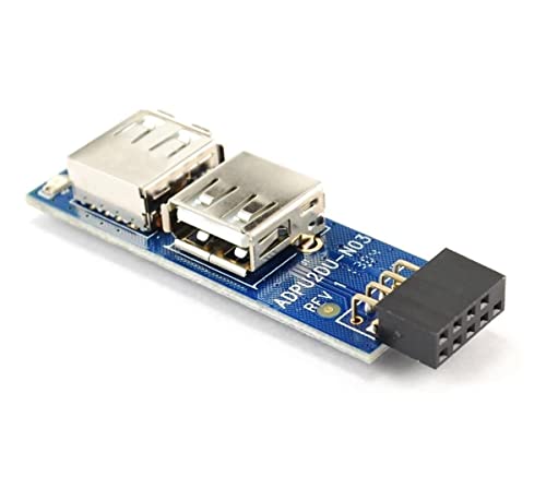 USB 2.0 9-Pin Header (2x5) to Dual USB A Female Port I Type Internal Adapter
