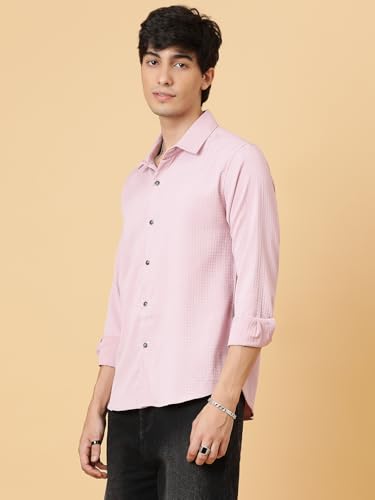 Image of KOTTY Men's Textured Casual Shirt - Long Sleeve||Button-Down Collar||Classic Fit