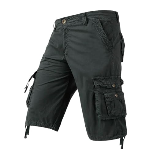 Short cargo d'été homme coton multipoche bermuda décontracté uni USTZFTBCL
