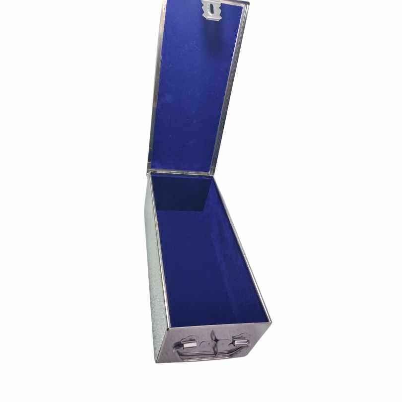 Image of Stainless Steel Storage Box, Cash Box, Pooja Peti, Organizer, Vanity Storage Box, Jewellery Safe Bank Locker, Cash Box With Handicrafts Digital Meena Kari Design (Blue, 10.2 Inch)