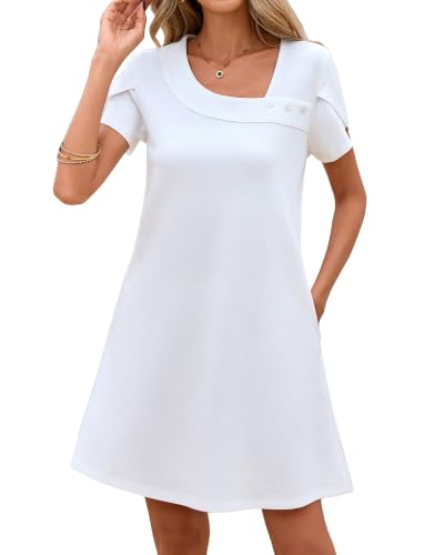 Image of Valiamcep Women's 2026 Summer Sleeveless Mini Dress Casual Square Neck Slim Fit Cocktail Party Short Dresses