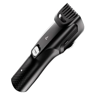 boAt Slazer S100 Beard Trimmer For Men, 300 min runtime,2X Fast Charging, USB Type C, Metallic Finish, Adjustable Comb, Stainless Steel Blades, 2 Years Warranty (Phantom Black)