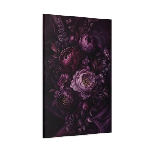 Tableau de pivoines violettes pour salon | Toile imprimée fleurs 50x75 cm