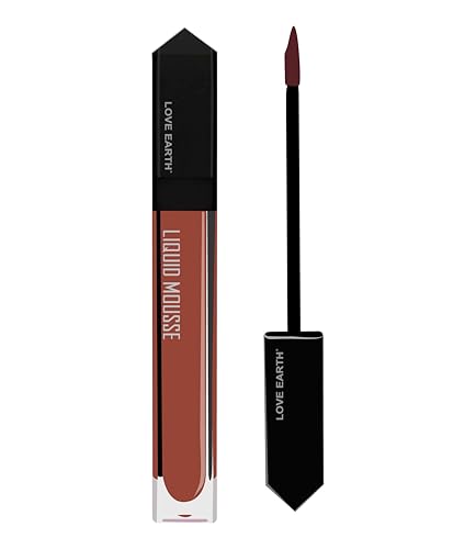 Love Earth Liquid Mousse Lipstick - Appletini Matte Finish | Lightweight, Non-Sticky, Non-Drying,Transferproof, Waterproof | Lasts Up to 12 hours with Vitamin E and Jojoba Oil - 6ml