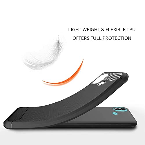 Image of NPRC Hybrid Ultra Slim Protective Case TPU Non-Slip Carbon Fiber Texture Shockproof Case Cover for Moto E40 - Black