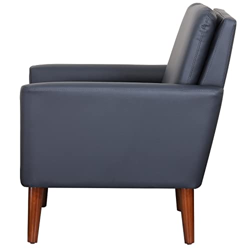 Lohoms Faux Leather Accent Chair Upholstered Living Room Arm Chair Comfortable Reading Sofa Chairs For Bedrooms Dorm Room Office Waiting Room Furniture Chair- Dark Blue #TOP3
