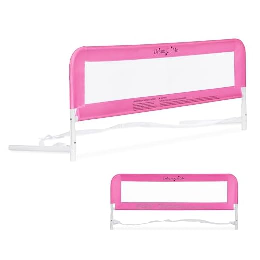 Dream On Me Adjustable Mesh Bed Rail, Two Height Levels, Ready To Use, Compatible with Twin Size Beds, All Steel construction, Equipped with Guard Gap, Durable Nylon Fabric Mesh, Pink