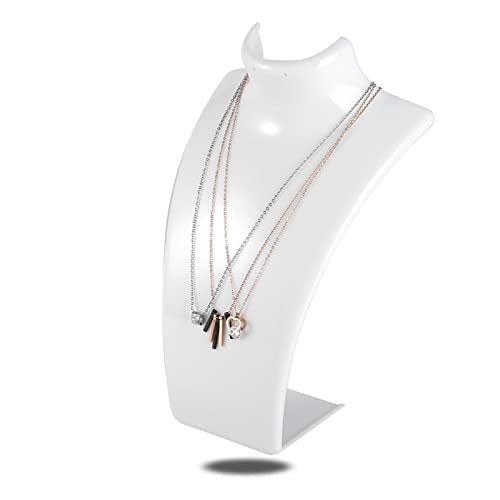 Salmue Mannequin Jewelry Display Stand, Pendant Necklace Holder, White Plastic Figure Stand